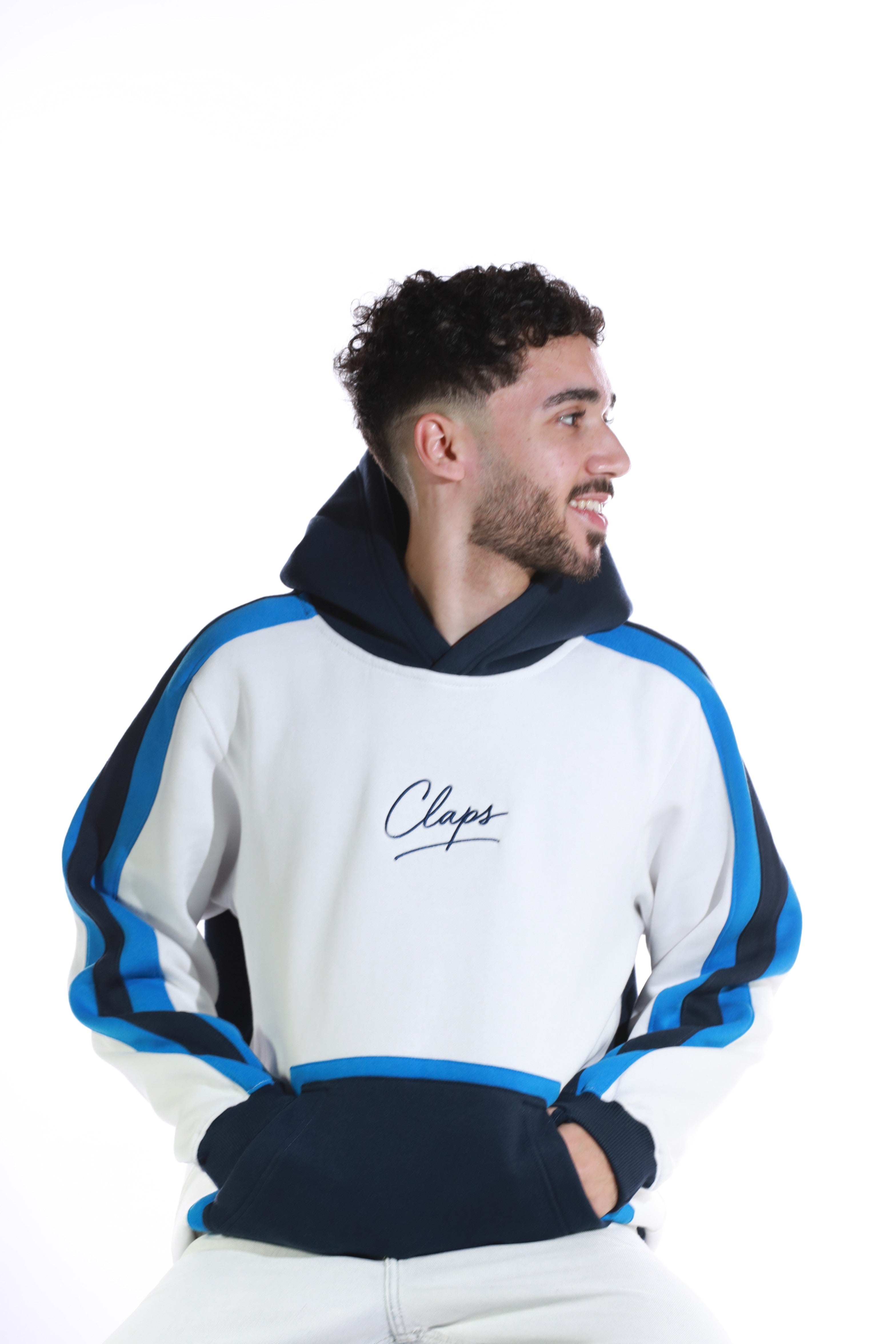 blue hoodie