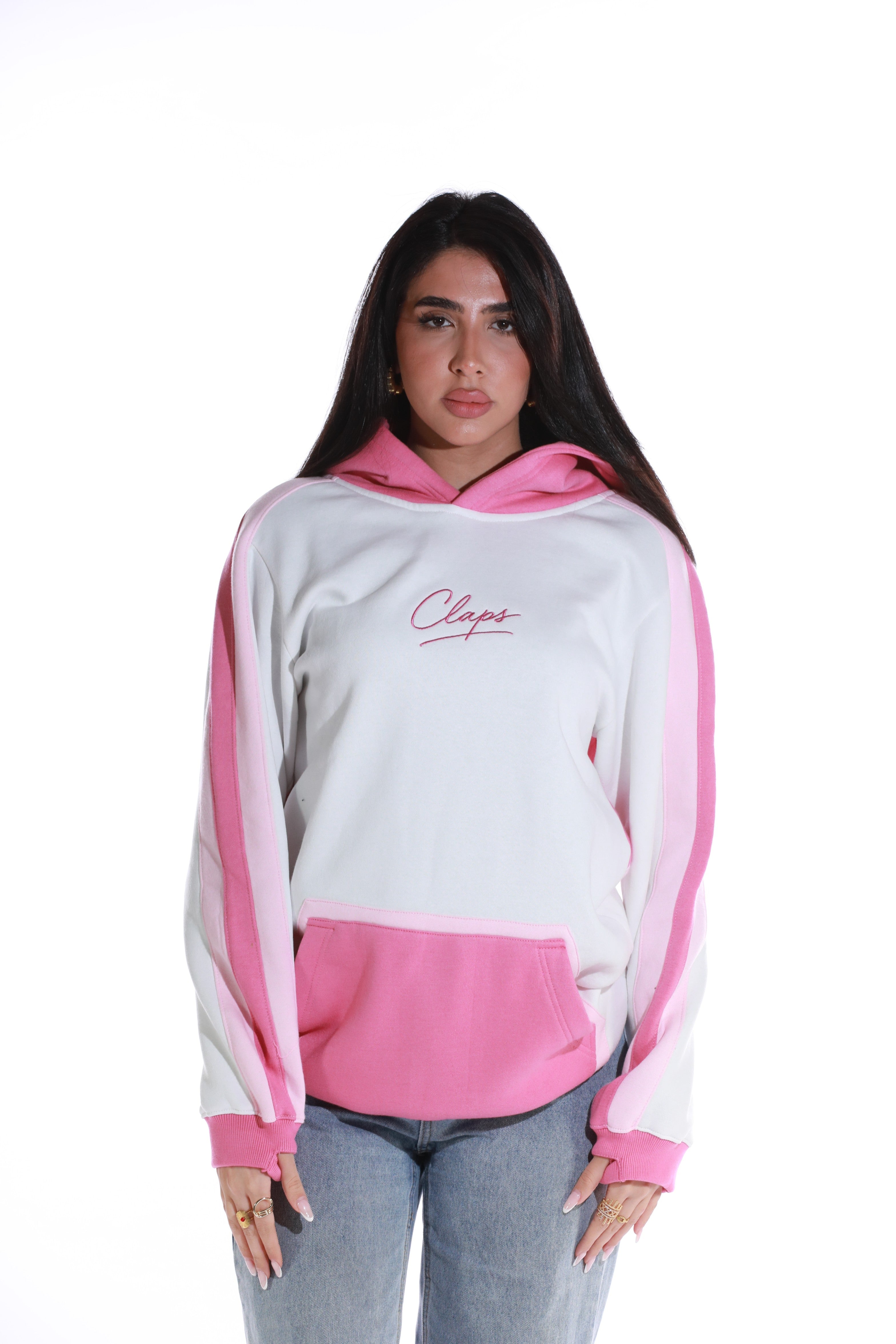 pink hoodie